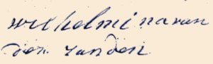 Handtekening Wilhelmina van der Zanden