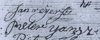 Handtekening Pieter Jansz Molenaar en zijn vader